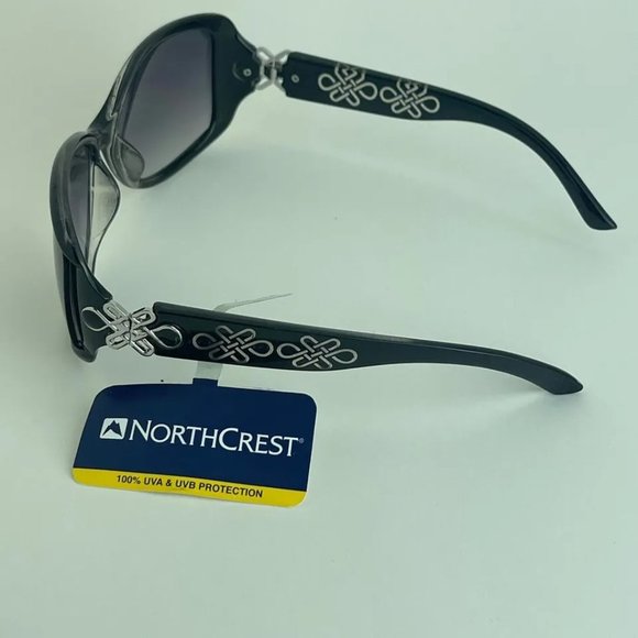SG00773 NorthCrest Sunglasses for Women Pretty Swirls Black, Silver Design - Picture 5 of 8